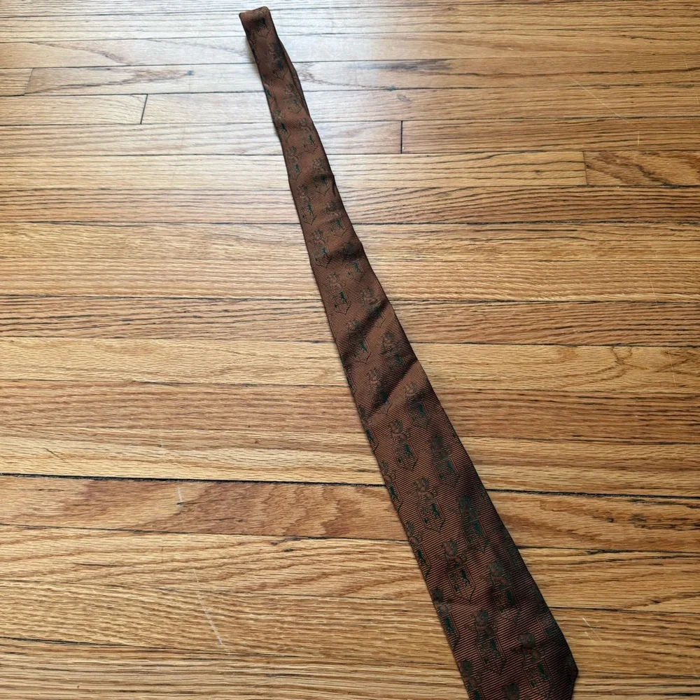 Vintage Yves Saint Laurent Dark Brown Patterned Tie - Picture 4 of 4